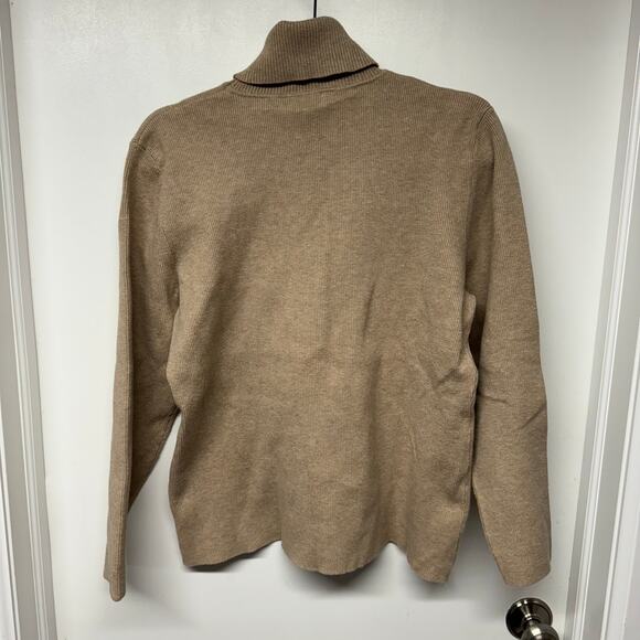 Orvis Women Tan Ribbed Turtleneck Sweater Size XL Extra Large Neutral Warm Beige - Picture 2 of 8